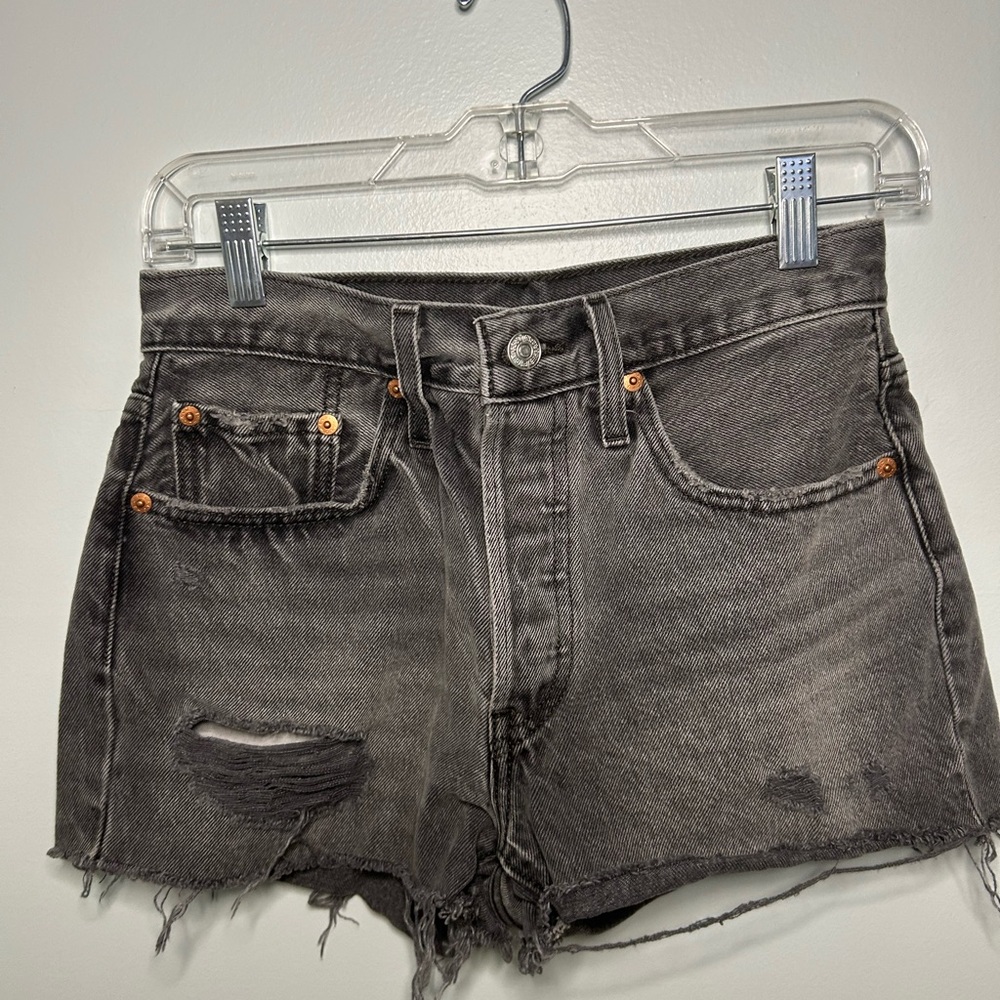 Levi's Gray High Waist Denim Shorts